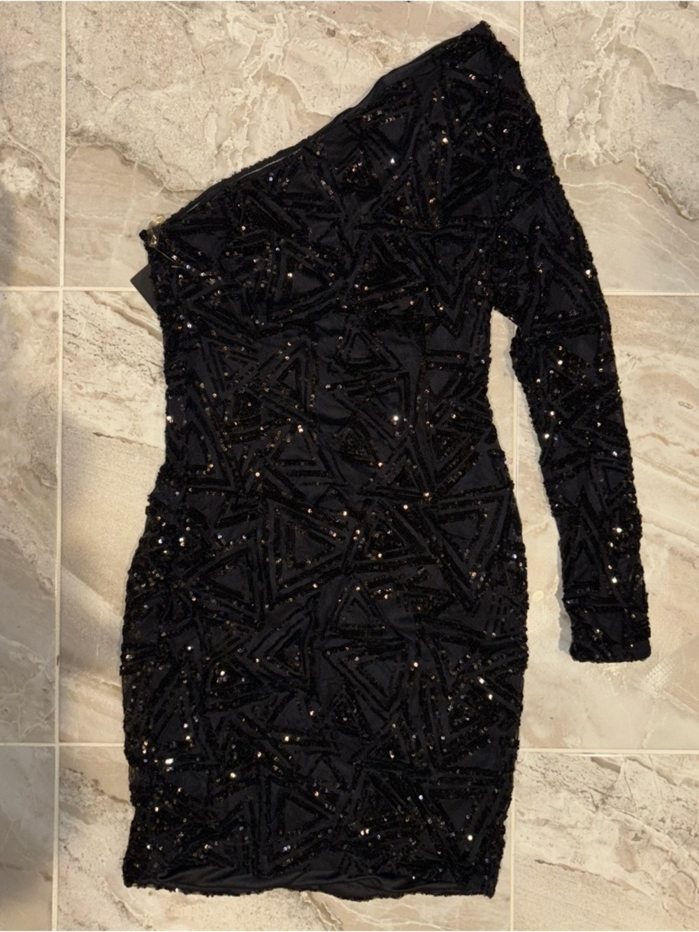 Charlotte Russe Black One-Shoulder Sequin Bodycon Dress